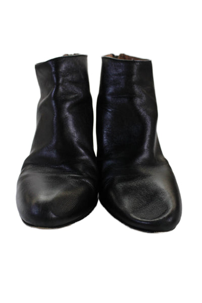 Woman by Common Projects Womens Back Zip Block Heel Leather Ankle Boots Black 37