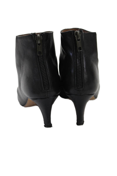 Woman by Common Projects Womens Back Zip Block Heel Leather Ankle Boots Black 37