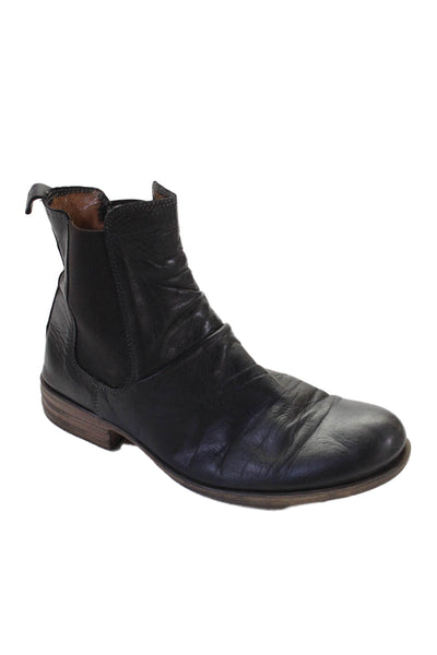 Miz Mooz Womens Slip On Block Heel Round Toe Ankle Boots Black Size 7