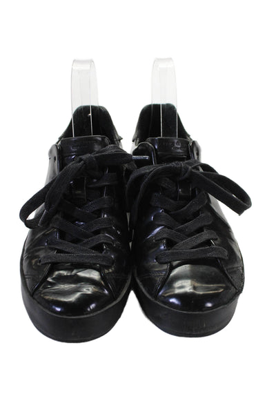 Rag & Bone Womens Lace Up Patent Leather Low Top Sneakers Black Size 37