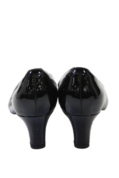 Clarks Womens Slip On Block Heel Pointed Toe Patent Leather Pumps Black Size 7