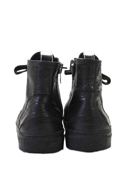 Anine Bing Womens Side Zip Cap Toe Leather High Top Sneakers Black Size 37