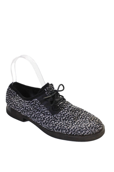 Camper Womens Lace Up Block Heel Knit Oxfords Black White Size 37
