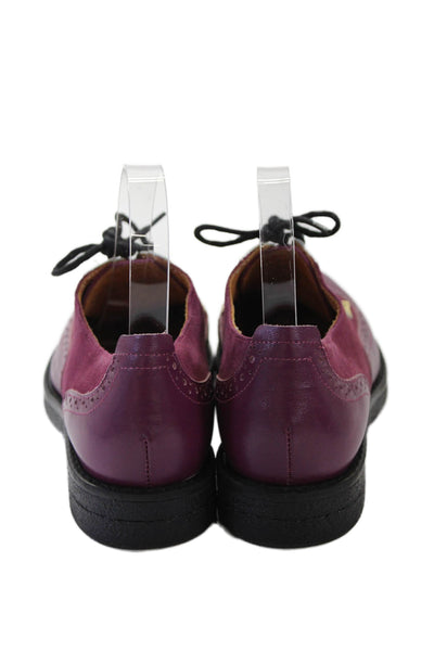 Embassy Womens Lace Up Metallic Trim Wingtip Oxfords Purple Suede Size 38