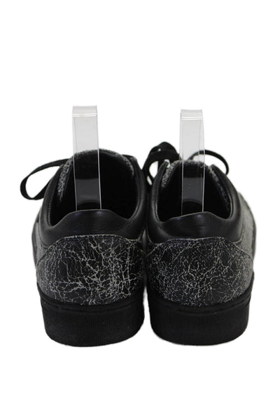 Allsaints Womens Lace Up Round Toe Cracked Leather Sneakers Black Size 39