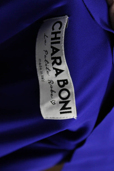 Chiara Boni La Petite Robe Women Bodycon Blue Square Neck Long-Sleeve Size 40
