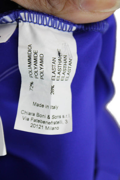 Chiara Boni La Petite Robe Women Bodycon Blue Square Neck Long-Sleeve Size 40
