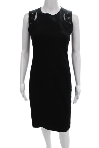 Akris Punto Womens Sheath Dress Black Viscose Sleeveless Round Neck Zip Size 4