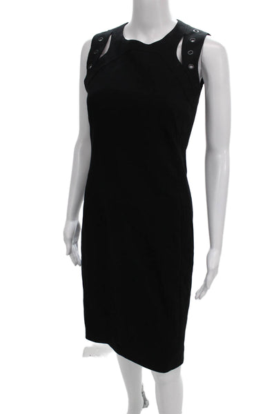 Akris Punto Womens Sheath Dress Black Viscose Sleeveless Round Neck Zip Size 4