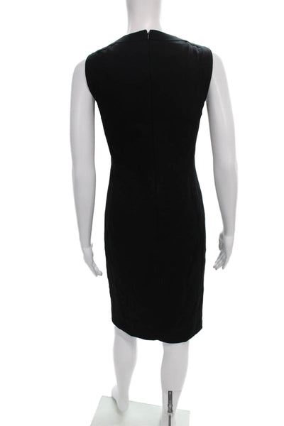 Akris Punto Womens Sheath Dress Black Viscose Sleeveless Round Neck Zip Size 4