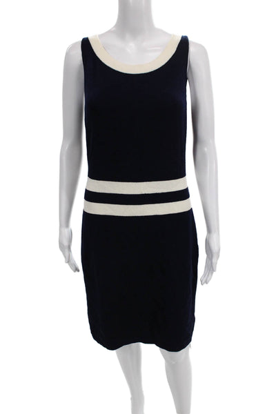 St. John Collection Womens Sheath Wool Blue Knee Length Scoop Neck Zip Size 4