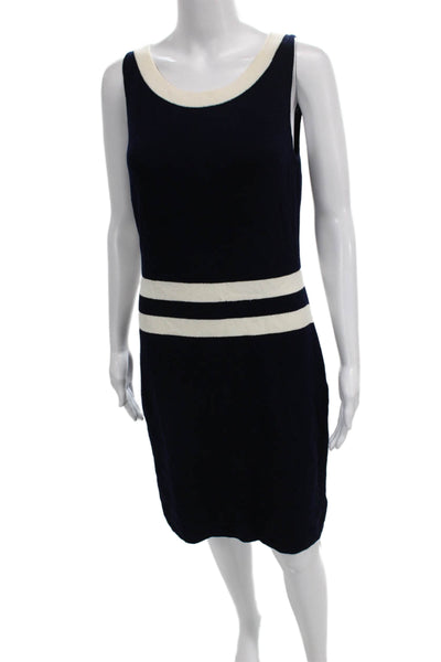 St. John Collection Womens Sheath Wool Blue Knee Length Scoop Neck Zip Size 4