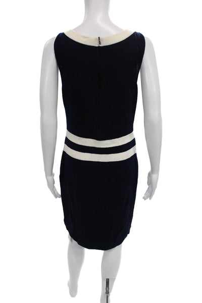 St. John Collection Womens Sheath Wool Blue Knee Length Scoop Neck Zip Size 4