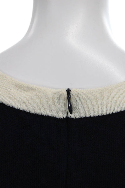 St. John Collection Womens Sheath Wool Blue Knee Length Scoop Neck Zip Size 4