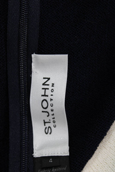 St. John Collection Womens Sheath Wool Blue Knee Length Scoop Neck Zip Size 4