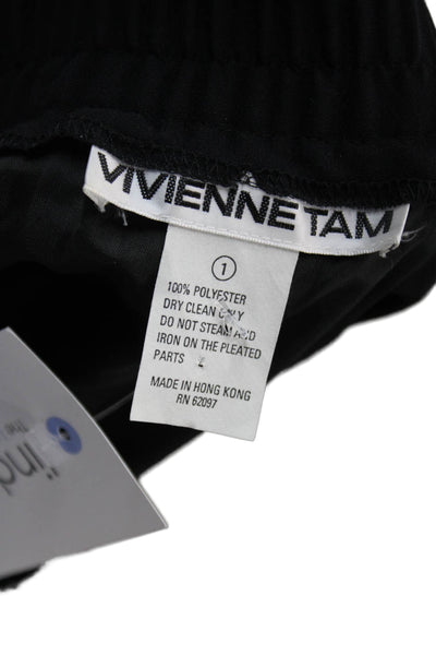 Vivienne Tam Womens Pleated Black Polyester Skirt Size 1