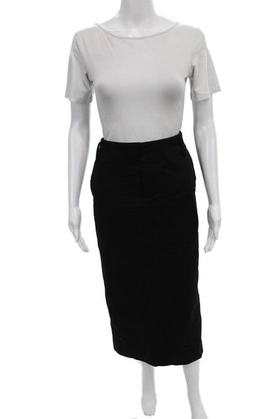 Vince Women Black Straight Pencil Skirt 95% Cotton Button Size 10