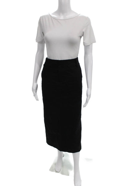 Vince Women Black Straight Pencil Skirt 95% Cotton Button Size 10