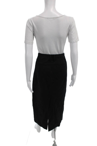 Vince Women Black Straight Pencil Skirt 95% Cotton Button Size 10