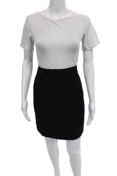 Jil Sander Navy Women Straight Pencil Black Wool Knee Length Skirt Size 40