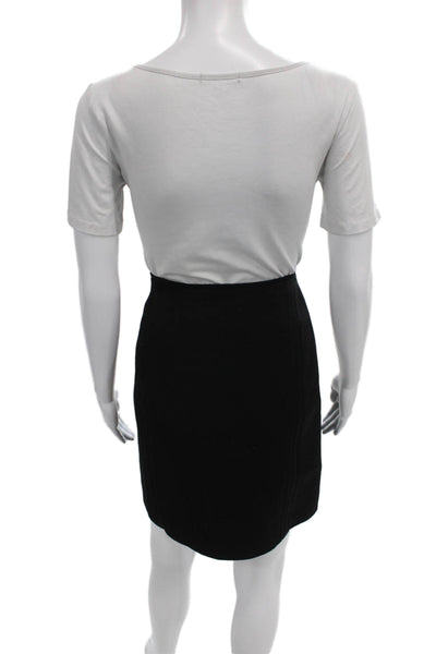 Jil Sander Navy Women Straight Pencil Black Wool Knee Length Skirt Size 40