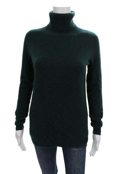 C by Bloomingdales Womens Turtleneck Cashmere Pullover Sweater Green Size S