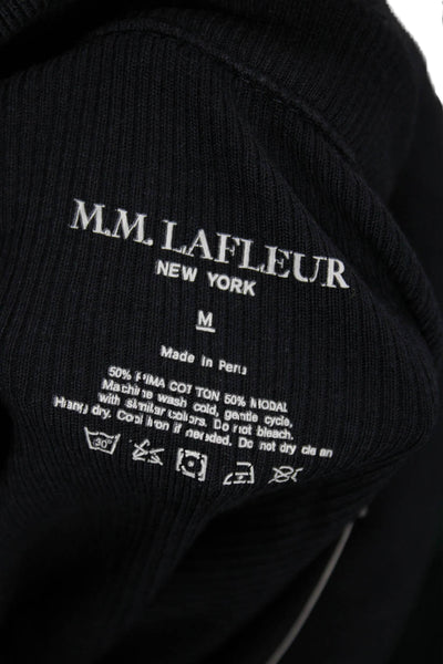 M.M. Lafleur Women Basic Blue Button-Up Blouse Collared Long Sleeve Size M
