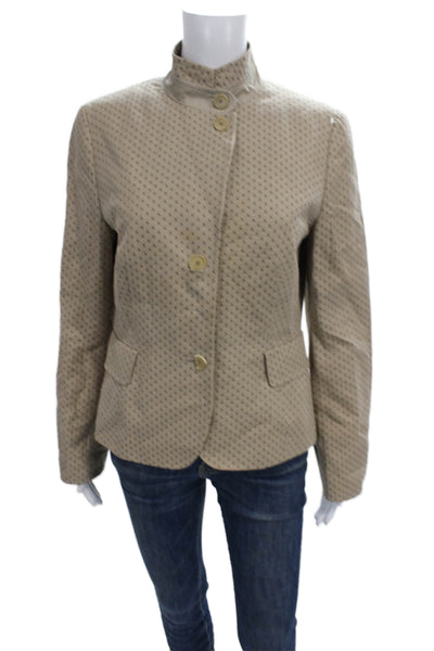 Akris Punto Womens Beige Polka Dot Blazer Long Sleeve Button Size 10
