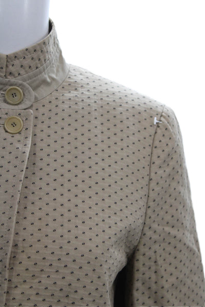 Akris Punto Womens Beige Polka Dot Blazer Long Sleeve Button Size 10