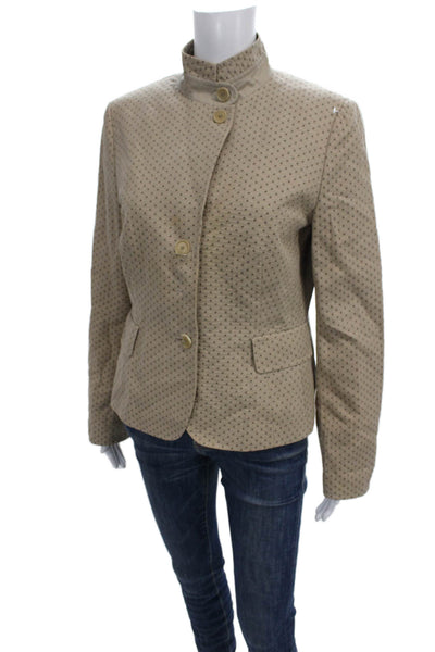 Akris Punto Womens Beige Polka Dot Blazer Long Sleeve Button Size 10