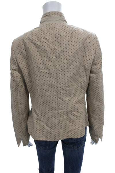 Akris Punto Womens Beige Polka Dot Blazer Long Sleeve Button Size 10