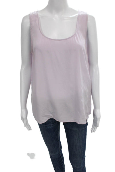 St. John Women Purple Silk Sleeveless Scoop Neck Basic Tank Size M