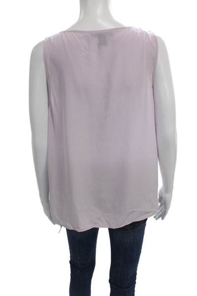 St. John Women Purple Silk Sleeveless Scoop Neck Basic Tank Size M