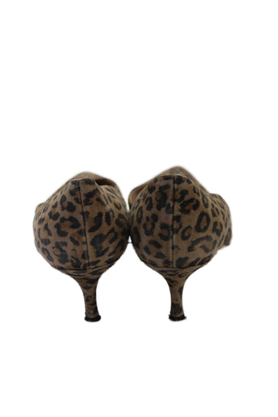 Manolo Blahnik Womens Animal Print Pointed Toe Pumps Brown Black Size 39.5 9.5