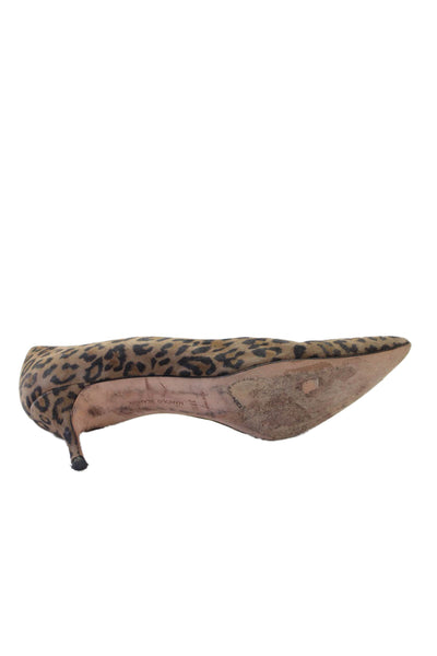 Manolo Blahnik Womens Animal Print Pointed Toe Pumps Brown Black Size 39.5 9.5