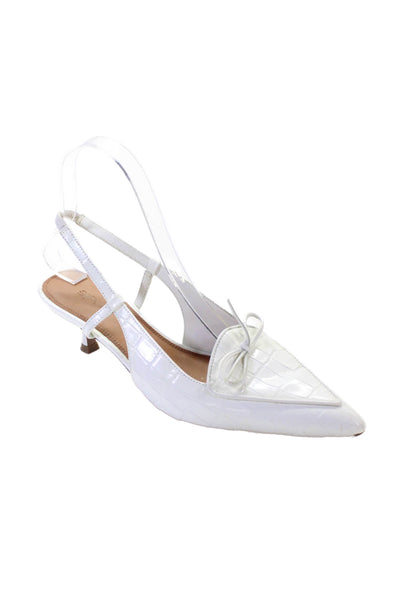 Polo Ralph Lauren Womens Crocodile Print Slingbacks Pumps White Size 6 B