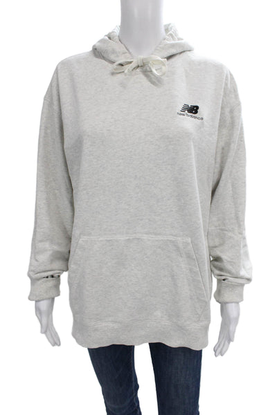 New Balance Womens Pullover Hoodie Gray Cotton Size 2