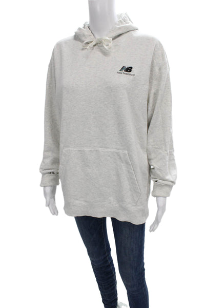 New Balance Womens Pullover Hoodie Gray Cotton Size 2