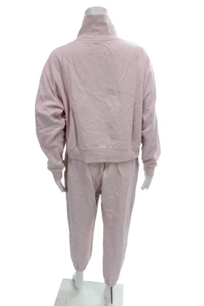 New Balance Women Pink Jogger Pants Cotton Zip Size S