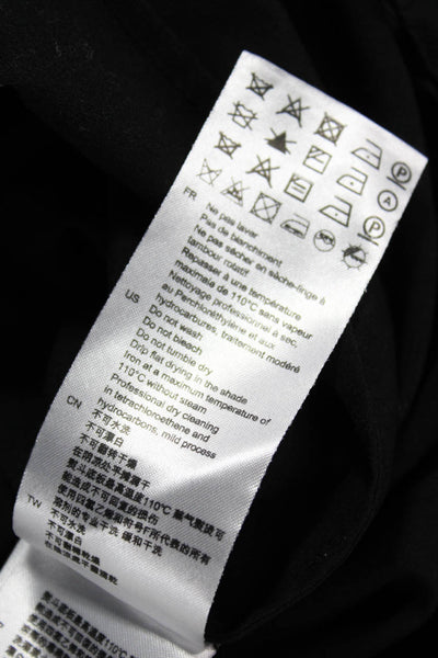 Sandro Womens Mini Floral Collared Short Sleeve Zip Black Nylon Dress Size 4