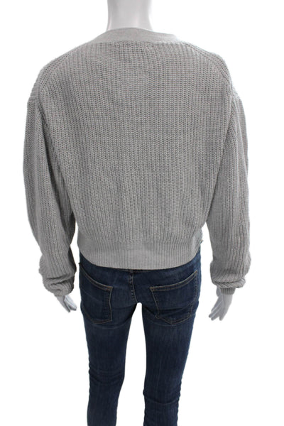 J Crew Womens V-Neck Gray Cotton Cardigan Long Sleeve Size M