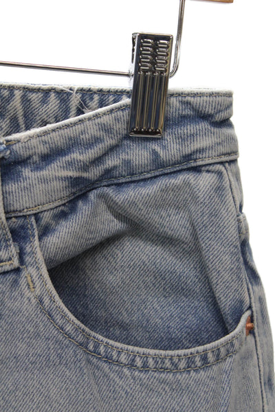 Zara Women Straight Jeans Mid Rise Blue Cotton Size 6