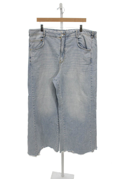 Pilcro Anthropologie Women Wide-Leg Jeans Blue Mid Rise Button 30in Size 34
