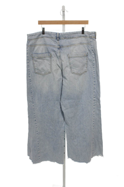 Pilcro Anthropologie Women Wide-Leg Jeans Blue Mid Rise Button 30in Size 34