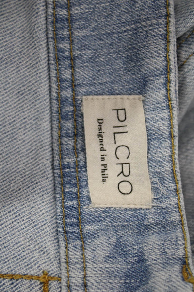 Pilcro Anthropologie Women Wide-Leg Jeans Blue Mid Rise Button 30in Size 34