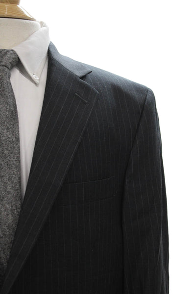 Hart Schaffner Marx Mens Striped Gray Blazer Buttoned Size 44