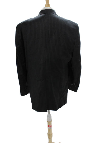 Hart Schaffner Marx Mens Striped Gray Blazer Buttoned Size 44