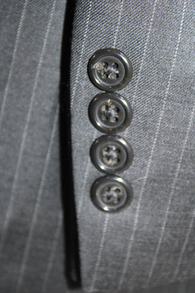 Hart Schaffner Marx Mens Striped Gray Blazer Buttoned Size 44