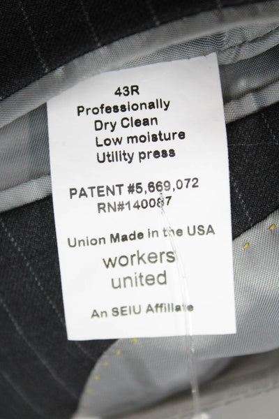 Hart Schaffner Marx Mens Striped Gray Blazer Buttoned Size 44