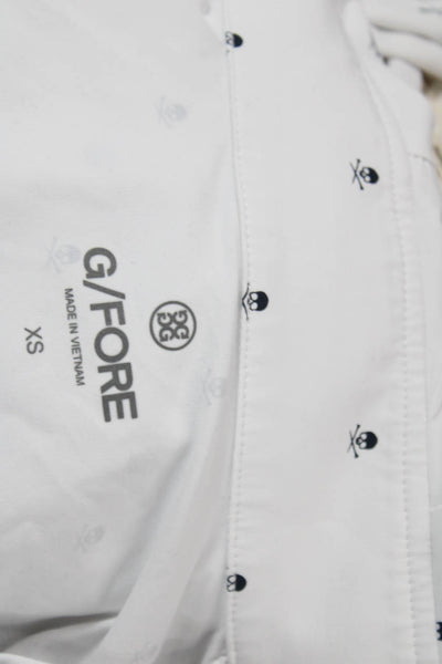 G/Fore Women White Skull Print Full Zip Nylon Hoodie Long Sleeve Size XS